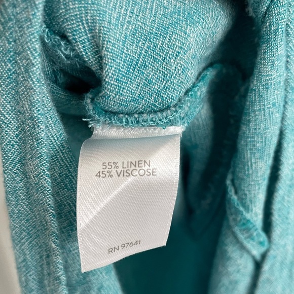 Pure Jill Linen Blend Asymmetric Dress Medium Petite MP Aegean Blue Summer.  24 - Picture 7 of 9